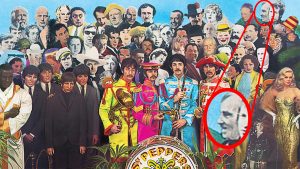 Foto copertina Lp the Beatles _Sgt Pepper s Lonely Hearts Club Band_ con Simon Rodia