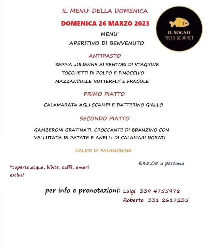 Il menù della domenica