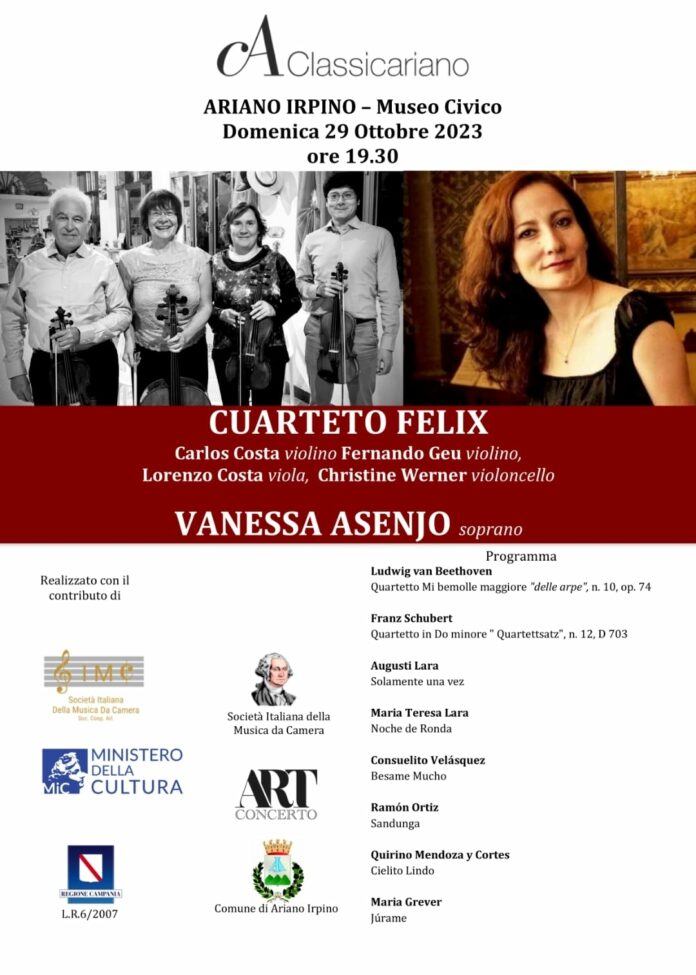 Il Cuarteto Felix e Vanessa Asenjo in concerto al Museo Civico di Ariano